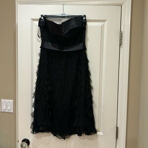 White House Black Market strapless, silk, black cocktail dress